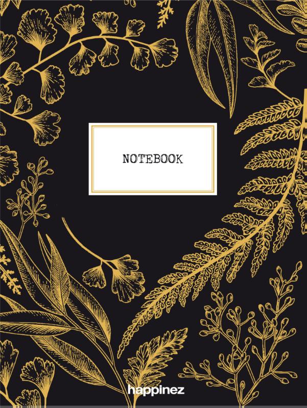 Omslag van Happinez botanical notebook zwart