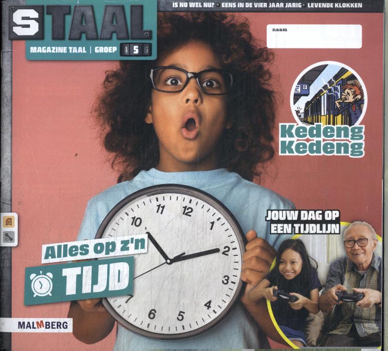 Omslag van groep 5 thema 8 Taal magazine Tijd