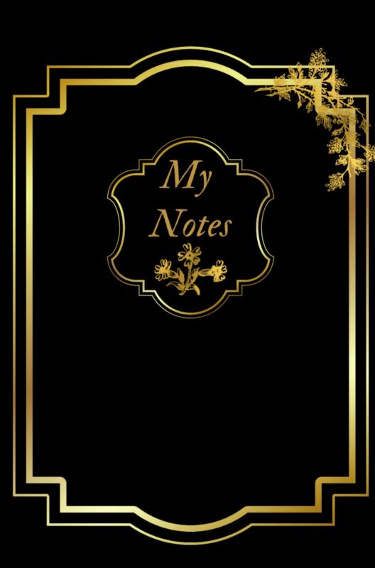 Omslag van Notitieboek - Cadeau voor man - Cadeau voor vrouw - hardcover - Notitieboekje - Schrijfblok - Notebook - Goude - Zwart - my notes 6