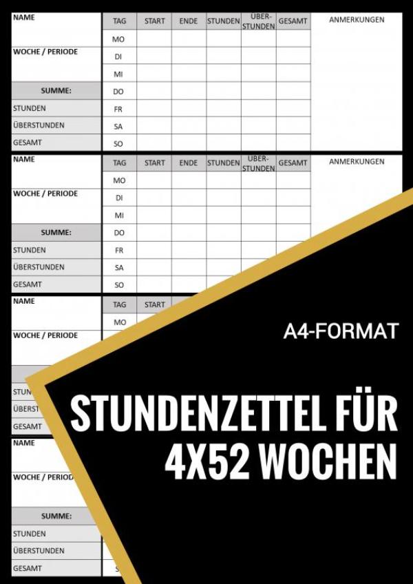 Omslag van Stundenzettel für 200+ Wochen