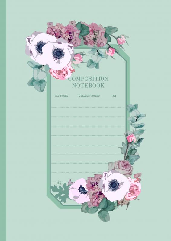 Omslag van Paperback Notebook | Journal with digitally handmade Illustrated Cover | Watercolor Wedding Bouquet