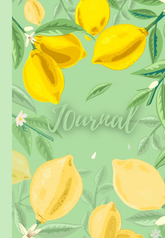 Omslag van Notebook | Journal with digitally handmade Illustrated Hardcover | Lemon