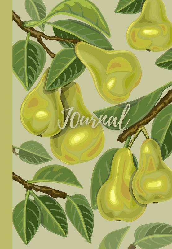Omslag van Notebook | Journal with digitally handmade Illustrated Hardcover | Pear