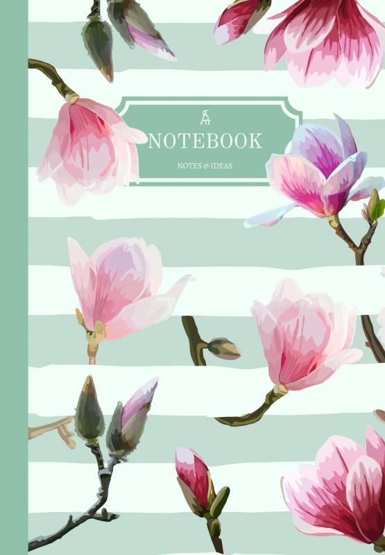 Omslag van Notebook | Journal with digitally handmade Illustrated Hardcover | Magnolia