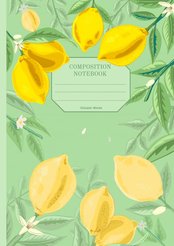Omslag van Paperback Notebook | Journal with digitally handmade Illustrated Cover | Lemons