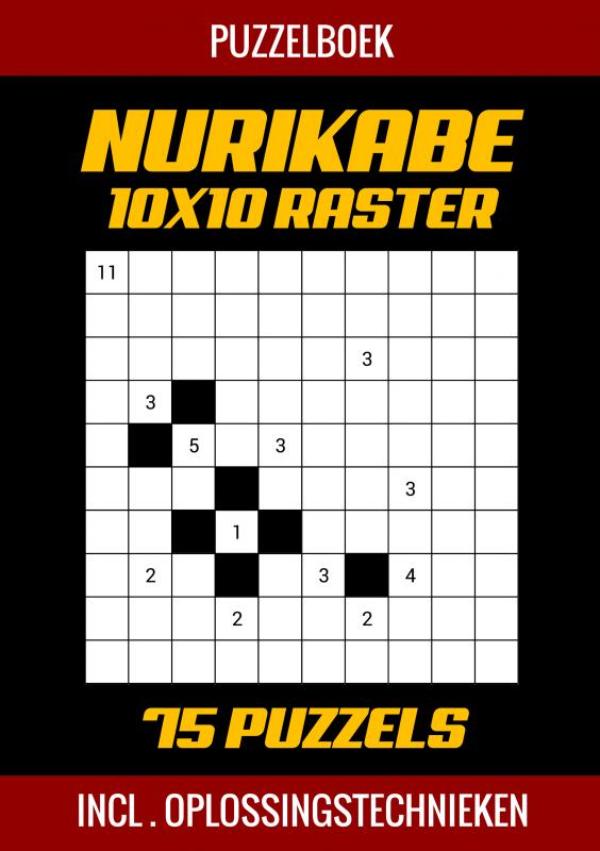 Omslag van Nurikabe Puzzelboek 10x10 Raster - 75 Puzzels - Incl. Oplossingstechnieken