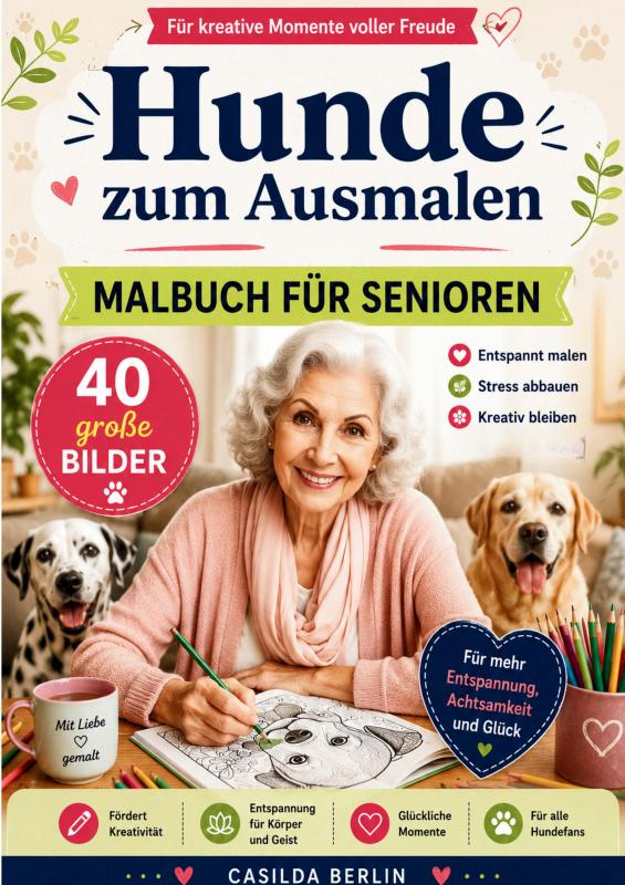 Omslag van Hunde zum Ausmalen - Malbuch für Senioren
