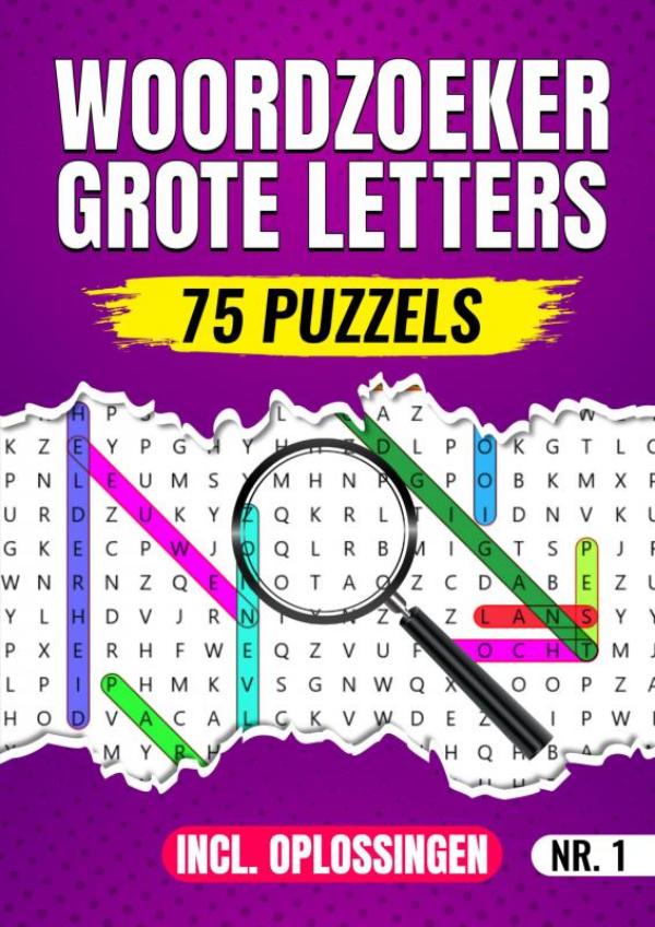 Omslag van Woordzoeker Grote Letters, 75 Puzzels Incl. Oplossingen - Nr. 1