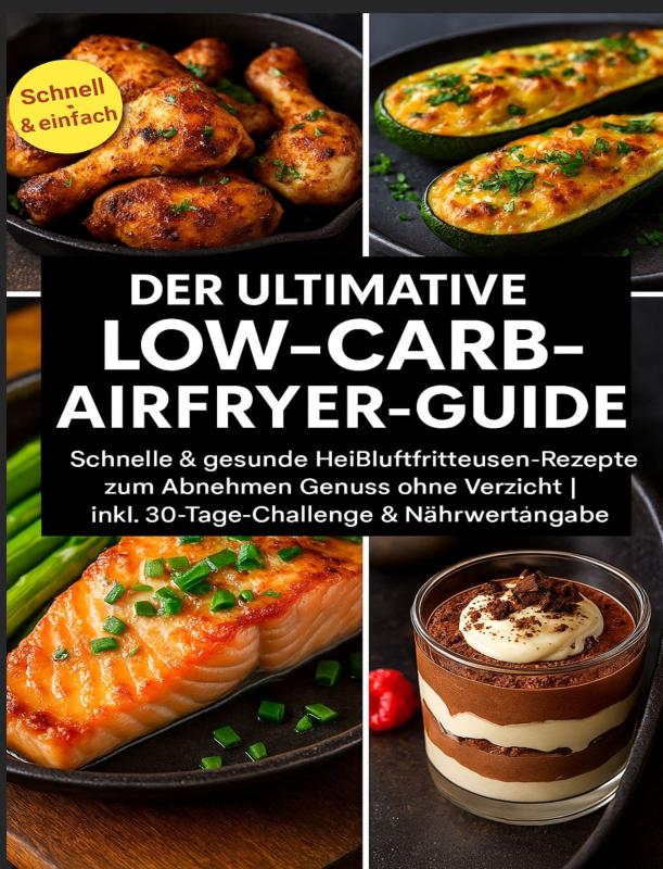 Omslag van Der ultimative Low-Carb-Airfryer-Guide: Schnelle & gesunde Heißluftfritteusen-Rezepte zum Abnehmen