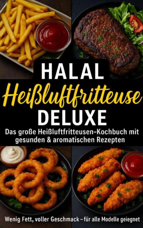 Omslag van Halal Airfryer Deluxe: Das große Heißluftfritteusen-Kochbuch mit gesunden & aromatischen Rezepten