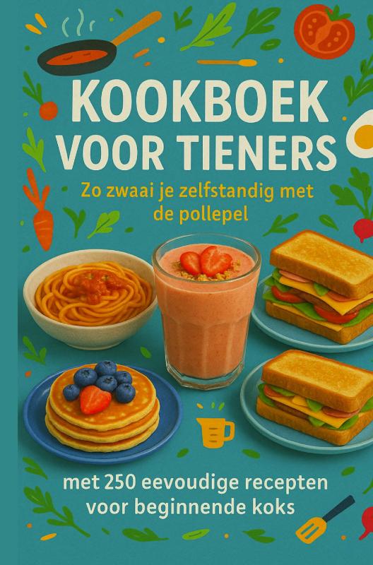 Omslag van Kookboek voor Tieners Zo zwaai je zelfstandig met de pollepel:Het perfecte cadeau voor tieners (����️ 30-dagen eetplan voor tieners (met ontbijt, lunc)