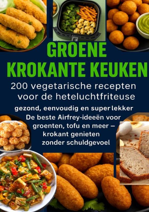 Omslag van GROENE KROKANTE KEUKEN: 200 vegetarische recepten voor de heteluchtfriteuse
