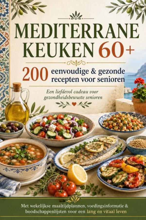 Omslag van MEDITERRANE KEUKEN 60+ 200 eenvoudige & gezonde recepten voor senioren(Een liefdevol cadeau voor gezondheidsbewuste senioren )