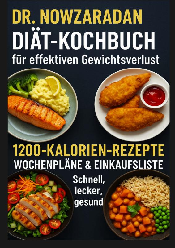 Omslag van Dr. Nowzaradans Diät-Kochbuch für effektiven Gewichtsverlust: 1200-Kalorien-Rezepte, Wochenpläne & Einkaufsliste – schnell, lecker, gesund