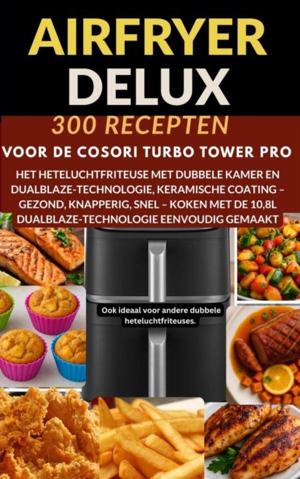 Omslag van Airfryer Deluxe: 300 recepten voor de COSORI Turbo Tower Pro – het heteluchtfriteuse met dubbele kamer en DualBlaze-technologie, keramische coating -
