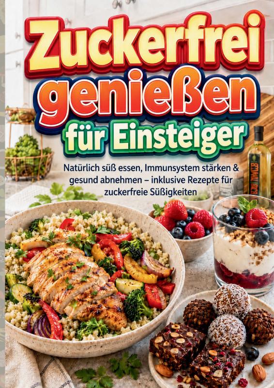 Omslag van Zuckerfrei genießen für Einsteiger: Natürlich süß essen, Immunsystem stärken & gesund abnehmen – inklusive Rezepte für zuckerfreie Süßigkeiten