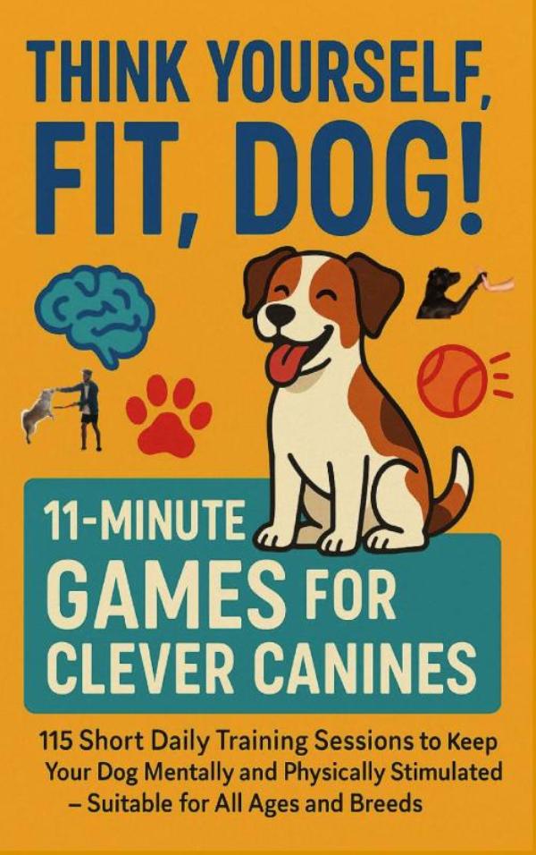 Omslag van THINK YOURSELF FIT, DOG! – 11-MINUTE GAMES FOR CLEVER CANINES 115 Short Daily Training Sessions to Keep Your