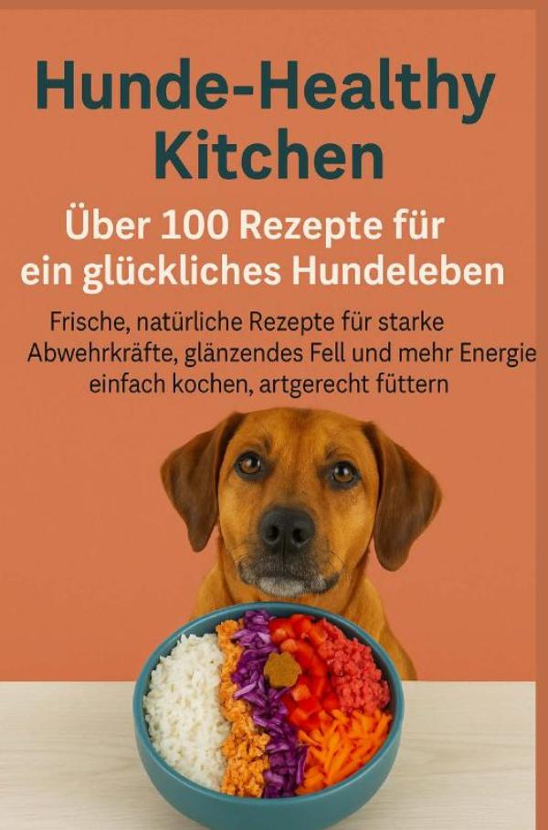 Omslag van Hunde-Healthy Kitchen: Über 100 Rezepte für ein glückliches Hundeleben (Tolles Geschenk für frischkochende Hundebesitzer)