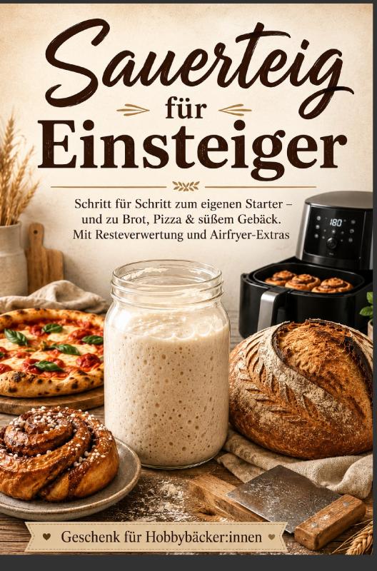 Omslag van Sauerteig für Einsteiger Schritt für Schritt zum eigenen Starter – und zu Brot, Pizza & süßem Gebäck. Mit Resteverwertung und Airfryer-Extras