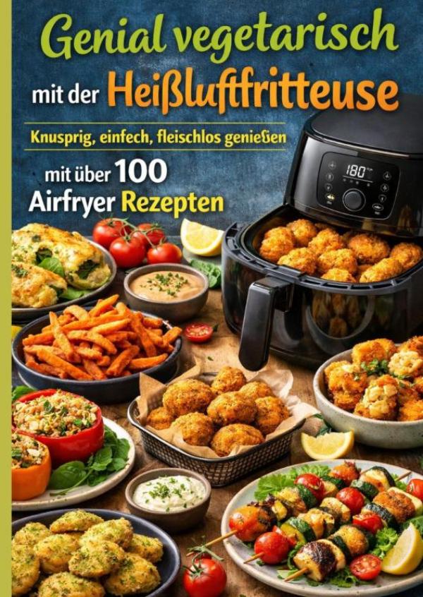 Omslag van Genial vegetarisch mit der Heißluftfritteuse – Knusprig, einfach, fleischlos genießen mit über 100 Airfryer Rezepten