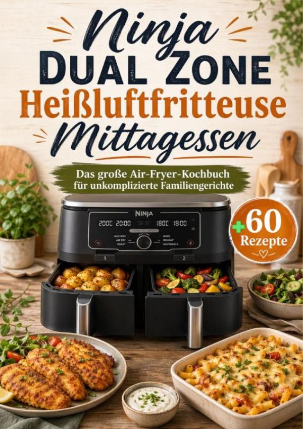 Omslag van Ninja Dual Zone Heißluftfritteuse Mittagessen: Das große Air-Fryer-Kochbuch für unkomplizierte Familiengerichte