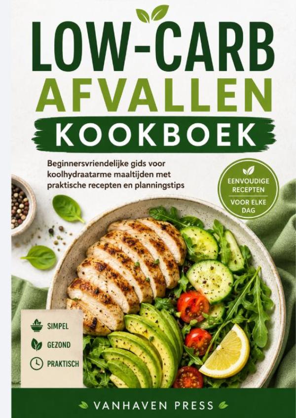Omslag van LOW-CARB AFVALLEN K O O K B O E K