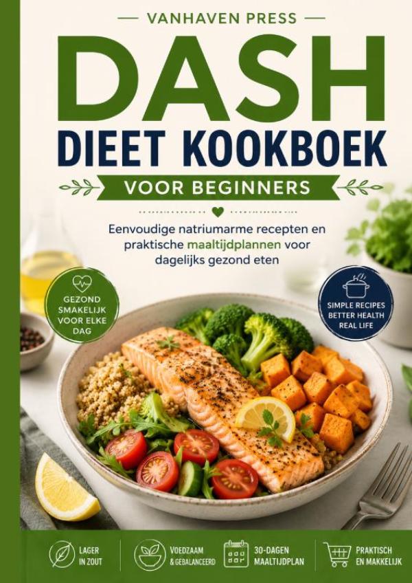 Omslag van DASH DIEET KOOKBOEK VOOR BEGINNERS