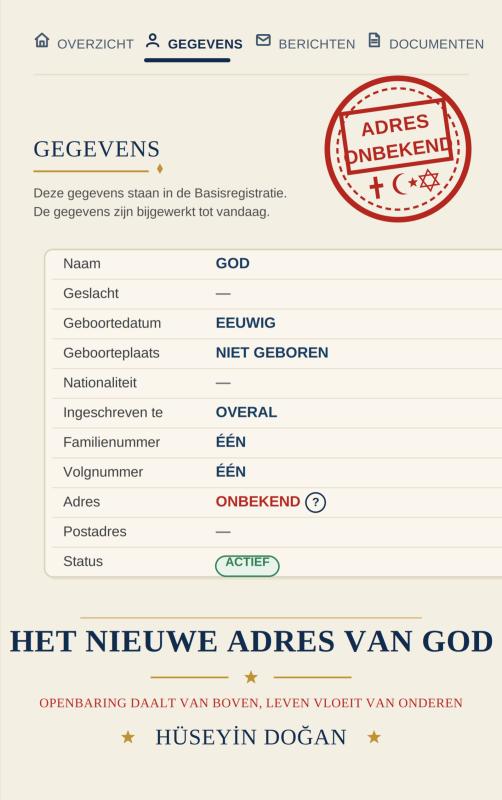 Omslag van HET NIEUWE ADRES VAN GOD