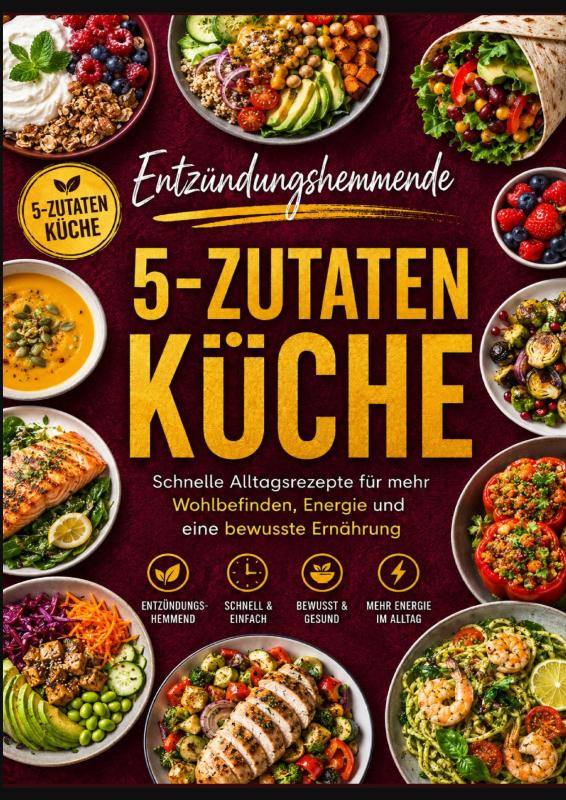 Omslag van Entzündungshemmende 5-Zutaten-Küche: Schnelle und einfache Alltagsrezepte für mehr Wohlbefinden, Energie und eine bewusste Ernährung