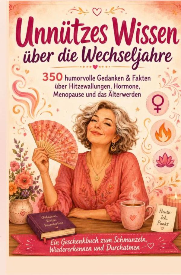 Omslag van 350 humorvolle Gedanken und Fakten über Menopause, Hitzewallungen, Hormone, Stimmungsschwankungen und das Älterwerden