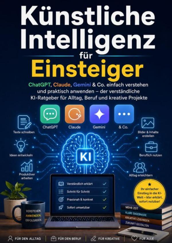 Omslag van Künstliche Intelligenz für Einsteiger: ChatGPT, Claude, Gemini & Co. einfach verstehen und praktisch anwenden