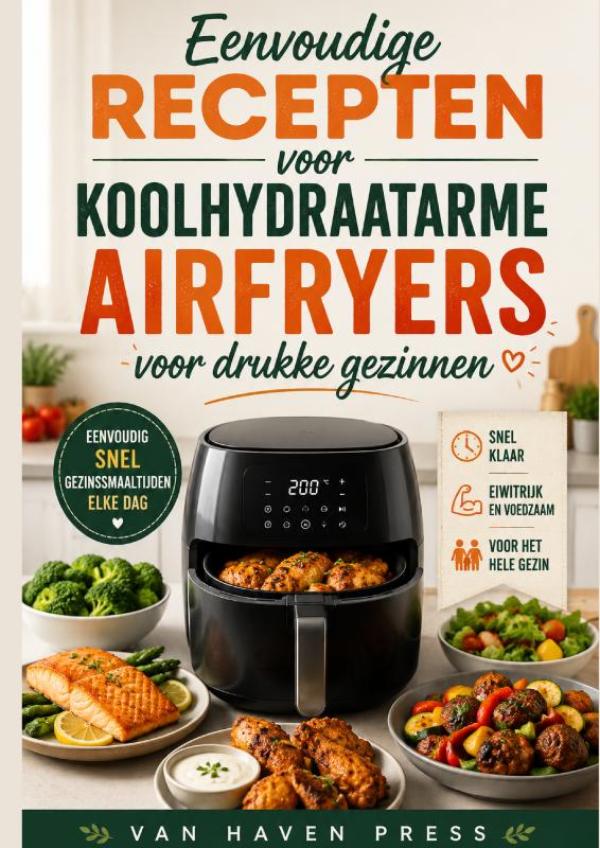 Omslag van Eenvoudige recepten voor koolhydraatarme airfryers voor drukke gezinnen