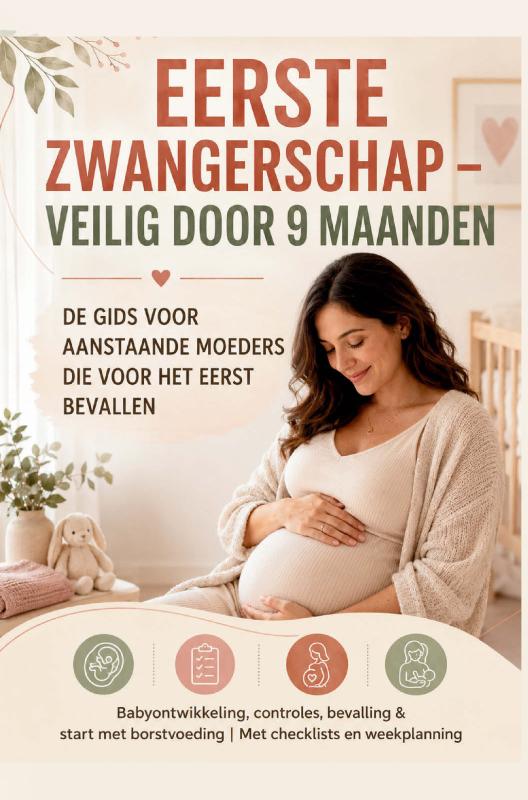 Omslag van EERSTE ZWANGERSCHAP – VEILIG DOOR 9 MAANDEN DE GIDS VOOR AANSTAANDE MOEDERS DIE VOOR HET EERST BEVALLEN