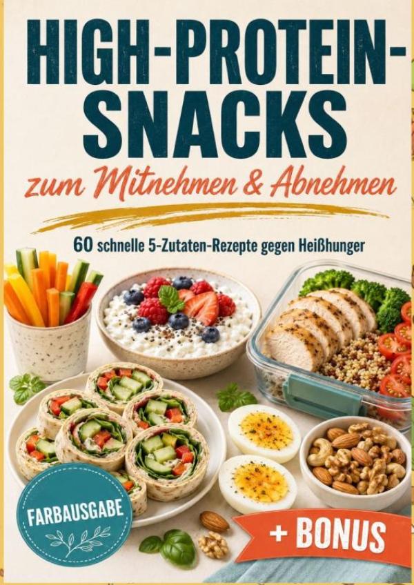 Omslag van HIGH-PROTEIN-SNACKS zum Mitnehmen & Abnehmen