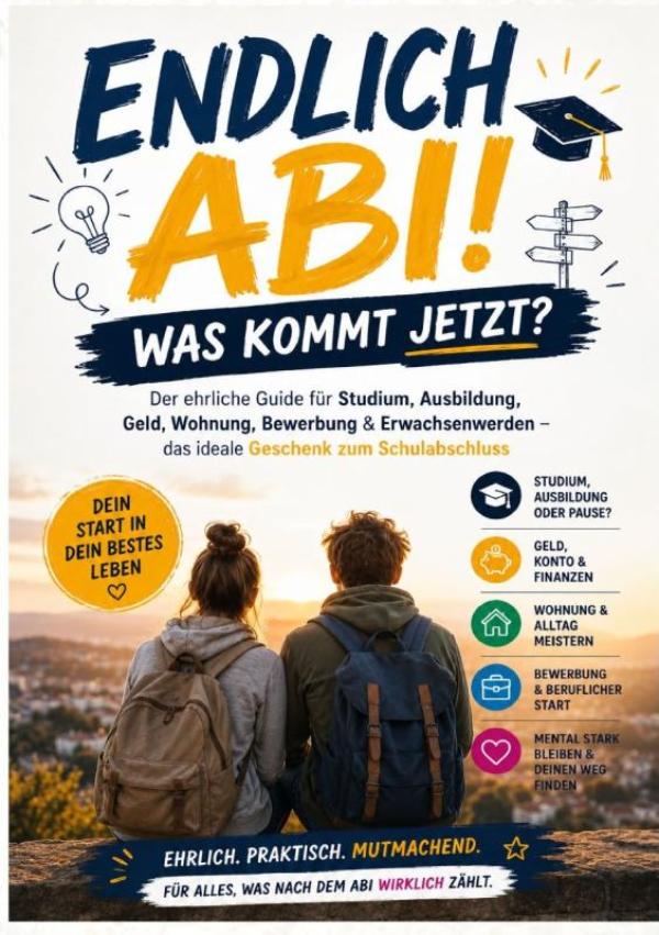 Omslag van Endlich Abi! Was kommt jetzt? Der ehrliche Guide für Studium, Ausbildung, Geld, Wohnung, Bewerbung & Erwachsenwerden