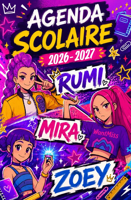 Omslag van Agenda Scolaire 2026 2027 Kpop Demon Hunters