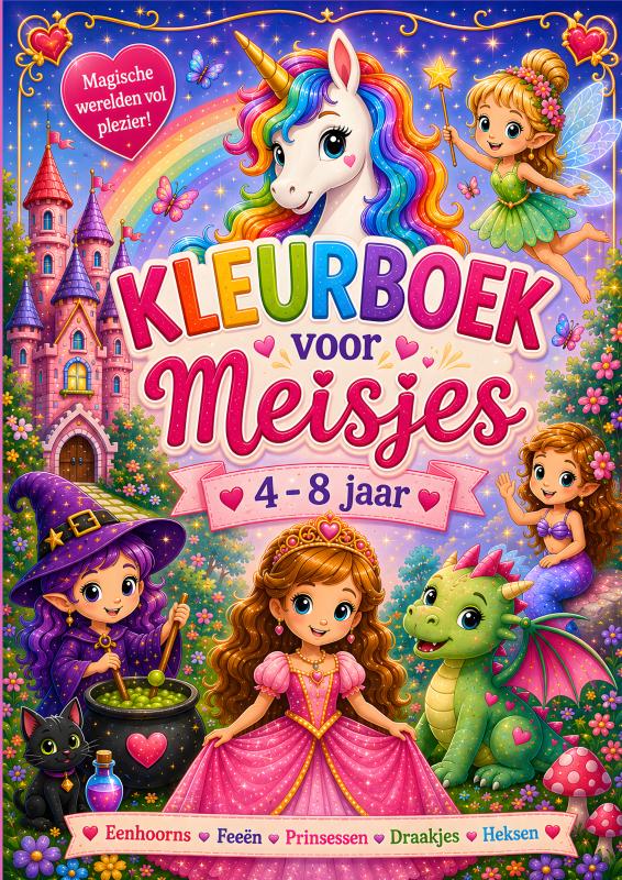 Omslag van Kleurboek voor meisjes van 4 tot 8 jaar