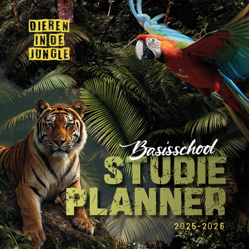 Omslag van Basisschool studieplanner dieren in de jungle 2025-2026