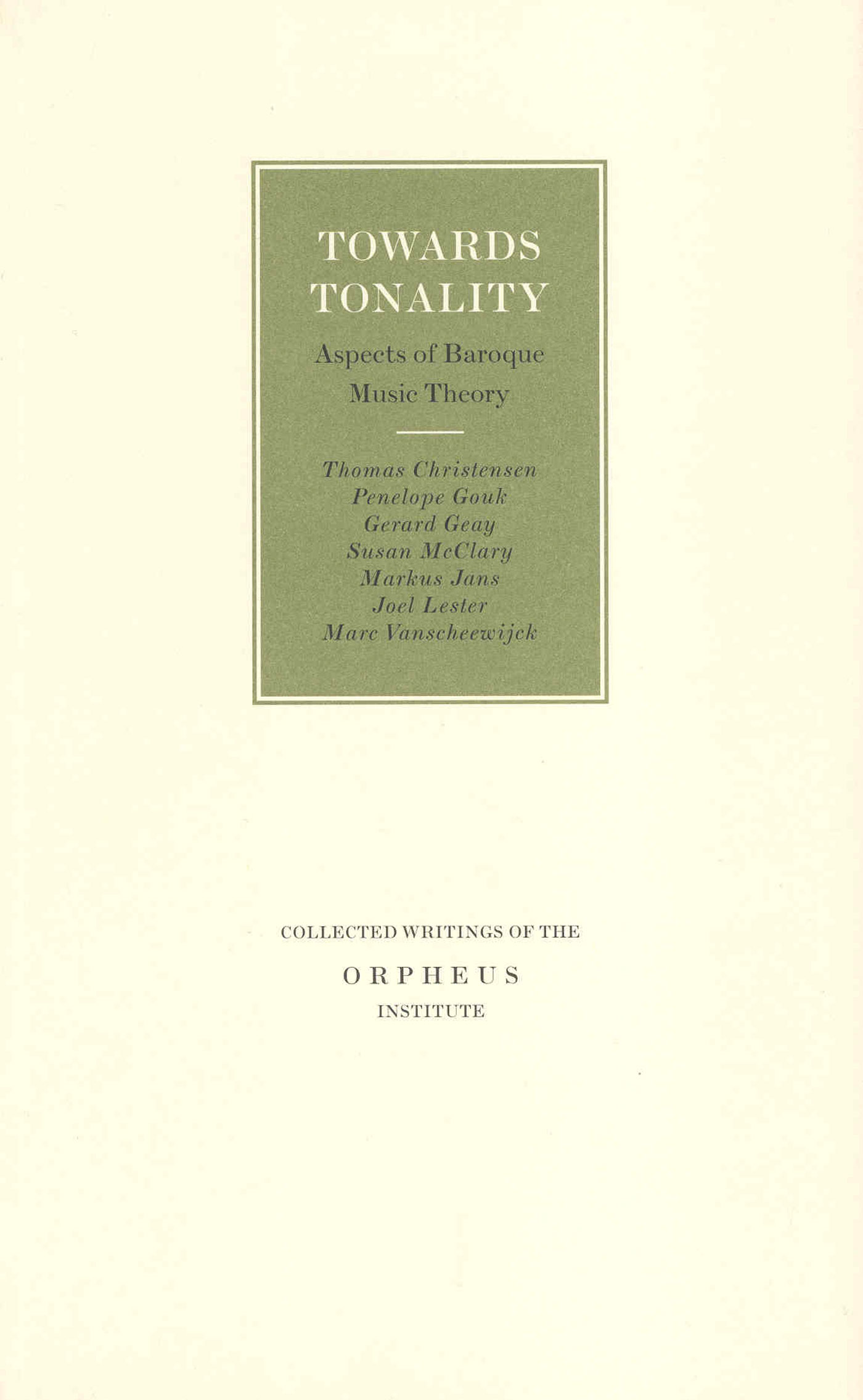 Omslag van Towards tonality