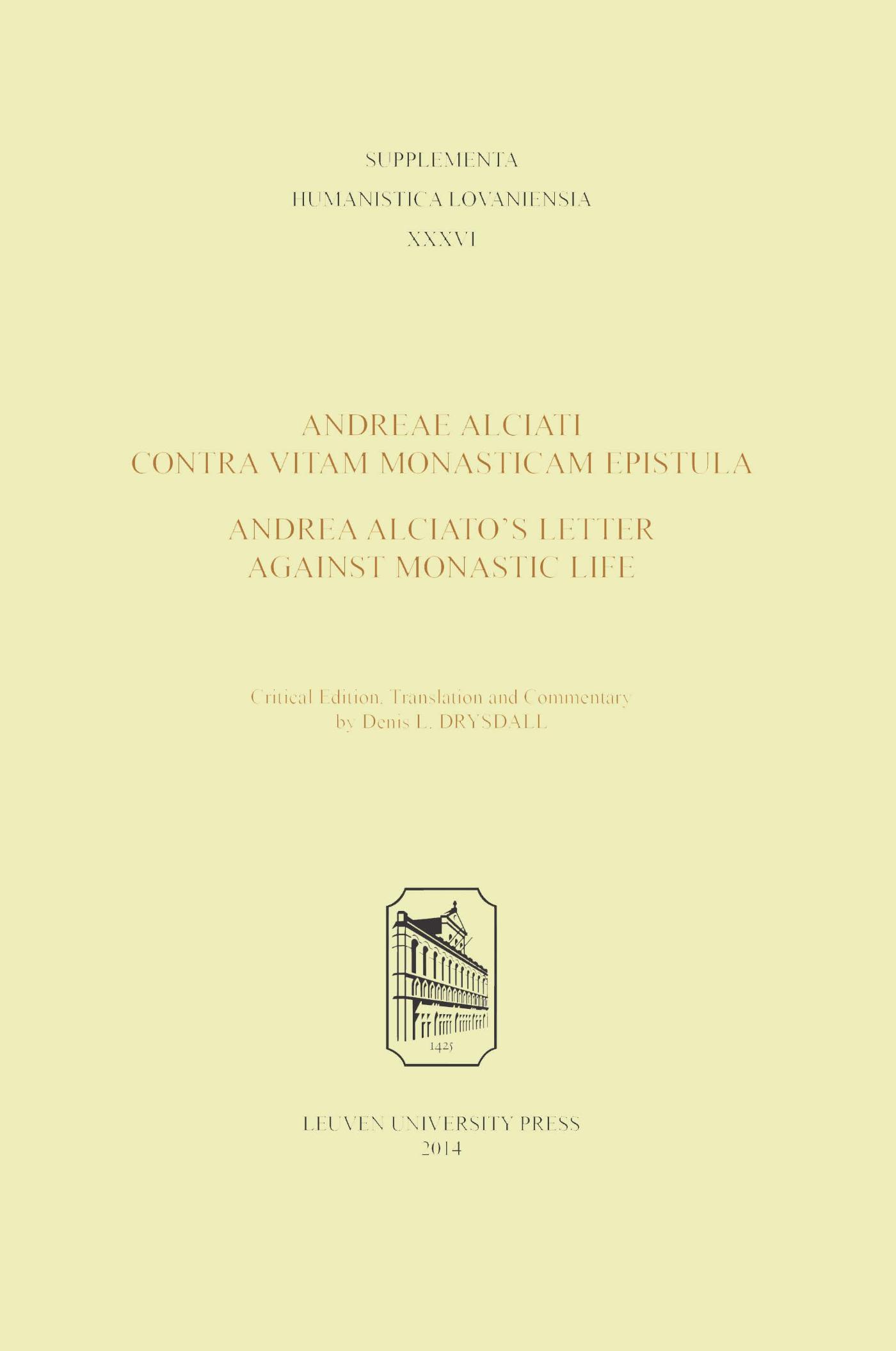 Omslag van Andreae Alciati Contra Vitam Monasticam Epistula - Andrea Alciato’s Letter Against Monastic Life
