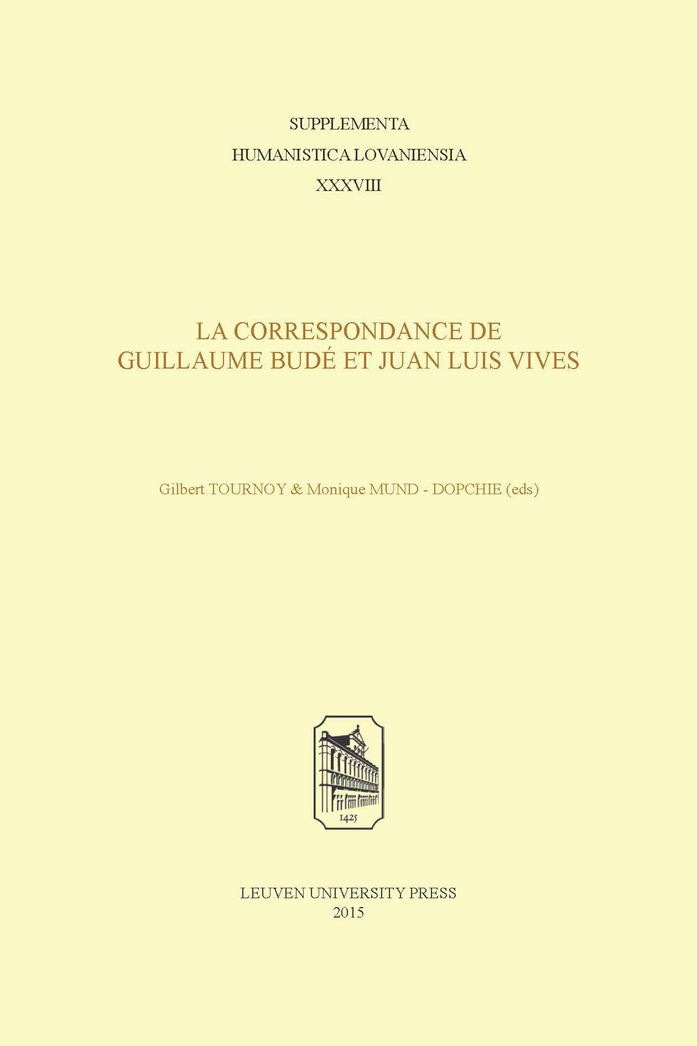 Omslag van La correspondance de Guillaume Budé et Juan Luis Vives
