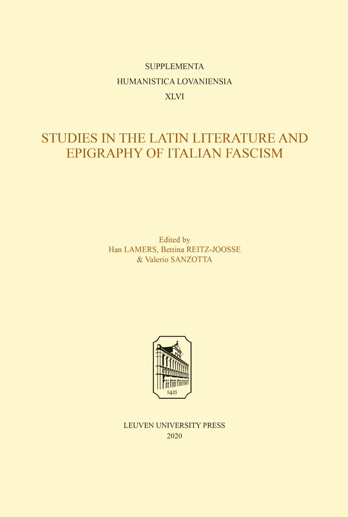 Omslag van Studies in Latin Literature and Epigraphy in Italian Fascism