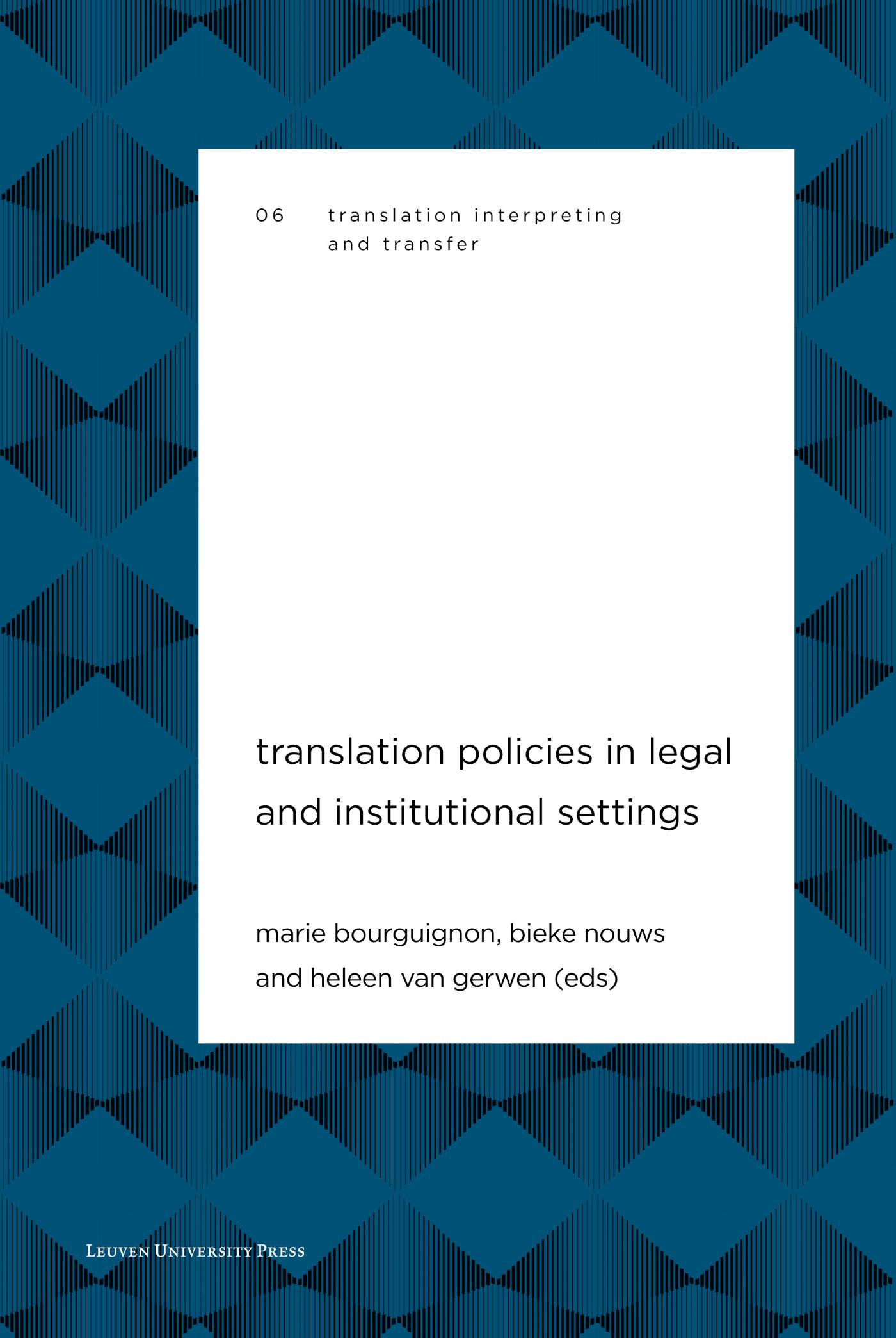 Omslag van Translation Policies in Legal and Institutional Settings