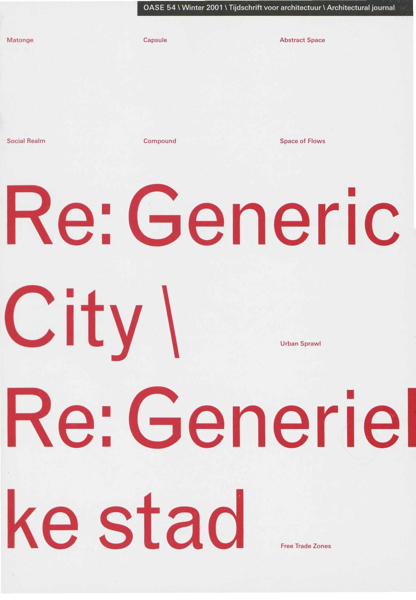 Omslag van Re: Generic City\ Re: Generielke stad