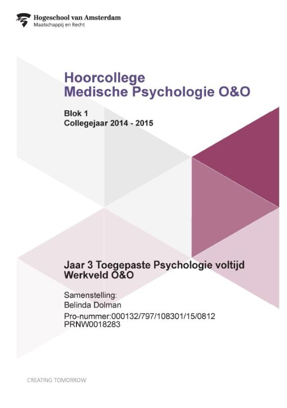 Omslag van Jaar 3; Werkveld O en O; Blok 1; Collegejaar 2014-2015