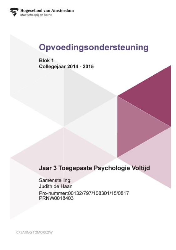 Omslag van Jaar 3 voltijd; Blok 1; Collegejaar 2014-2015