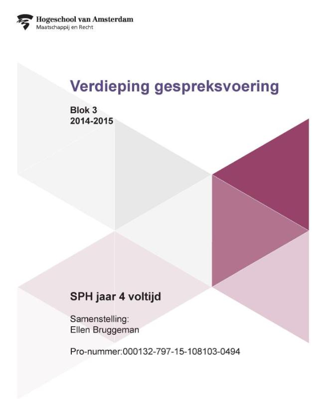 Omslag van Blok 3 2014-2015 SPH jaar 4 voltijd