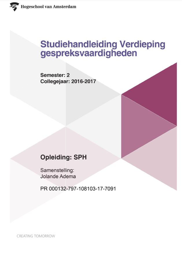 Omslag van Studiehandleiding verdieping gespreksvaardigheden