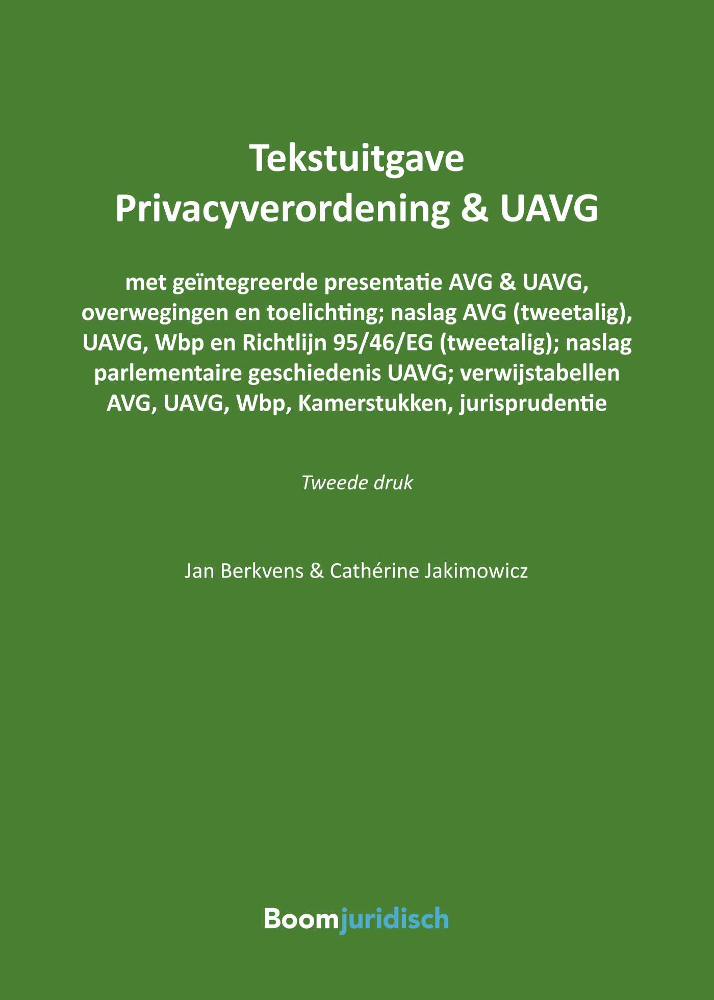 Omslag van Tekstuitgave Privacyverordening & UAVG