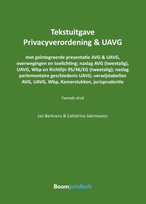 Omslag van Tekstuitgave Privacyverordening & UAVG